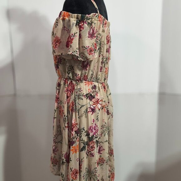 AUW Floral Off Shoulder High Low Floral Flowing Dress Women's XL - Picture 8 of 12